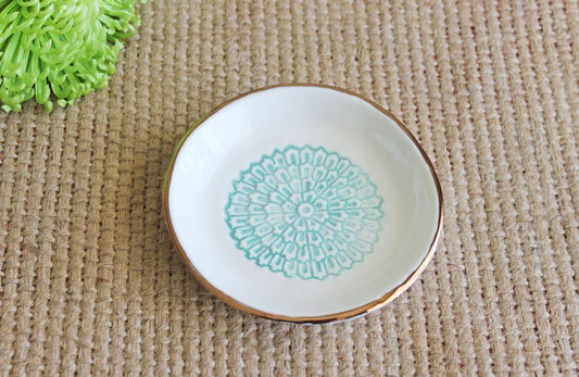 Turquoise Flower Bowl [Copper Rim]