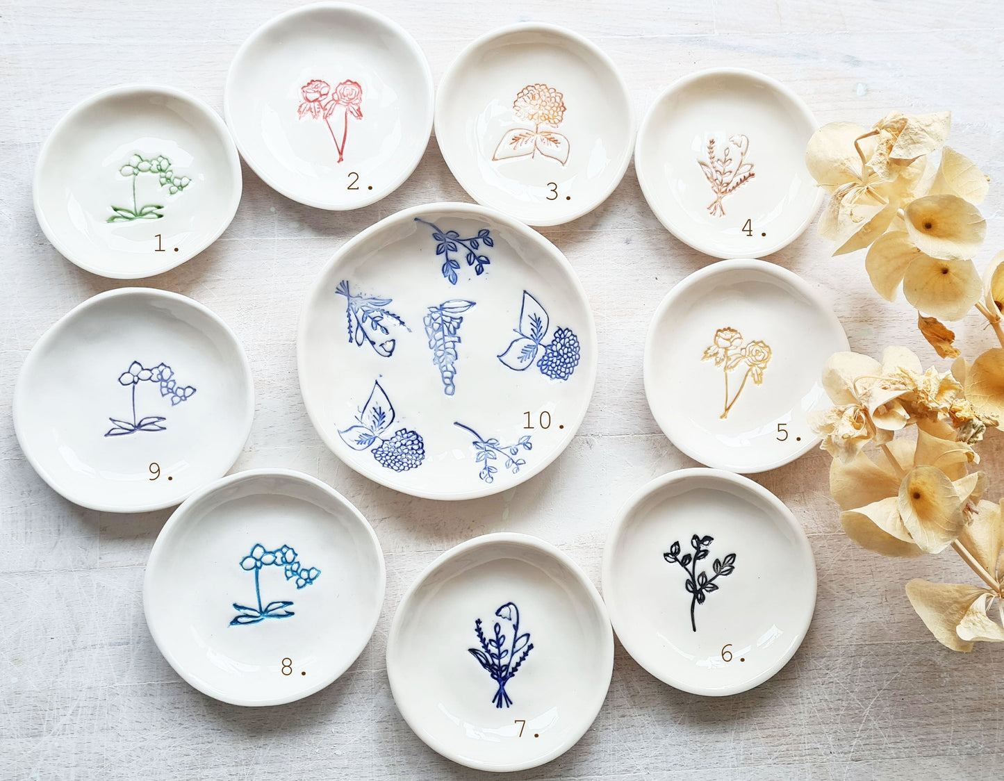 Ring Dishes ~ Floral Embossed