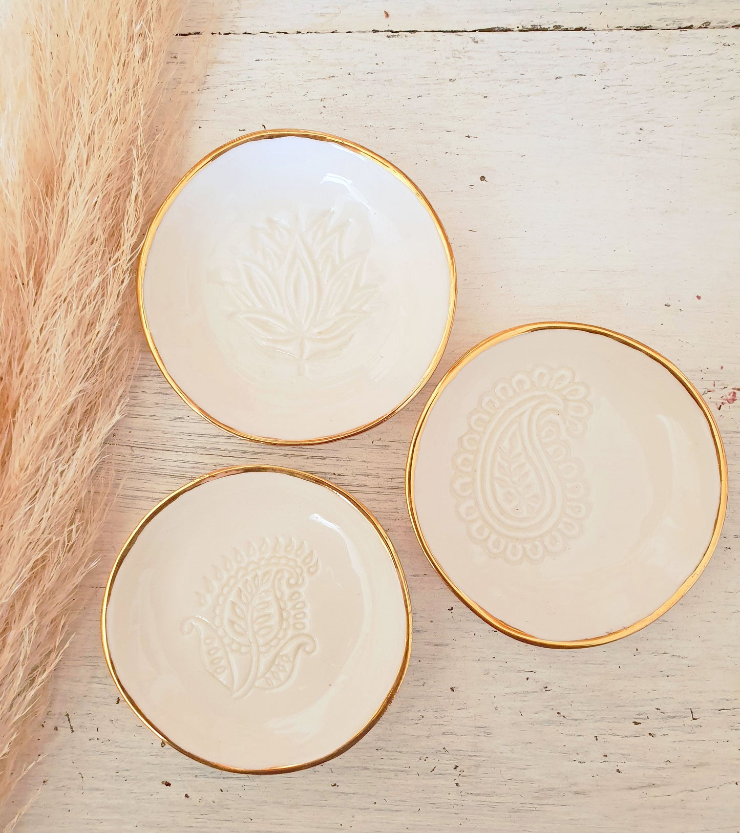 Ring Dishes ~ Embossed with lustre